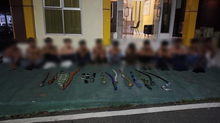 Polresta Pangkalpinang mengamankan 22 remaja yang hendak melakukan aksi perang sarung
