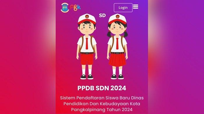 Tangkapan layar web pendaftaran online PPDB SD Negeri di Kota Pangkalpinang.