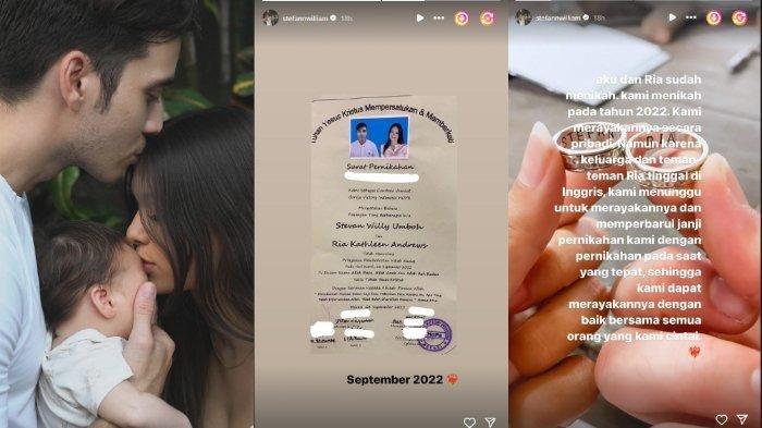 Stefan William unggah foto undangan dan cincing pernikahannya dengan Ria Andrews. Pada captionya ditulis pernikahan mereka pada September 2022.
