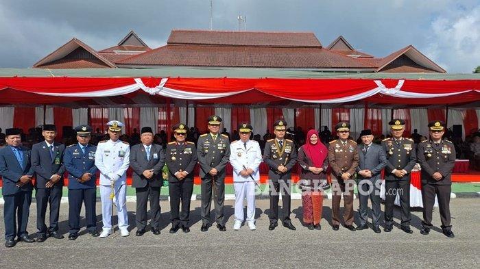 HUT BHAYANGKARA -- Perayaan HUT ke-79 Bhayangkara yang dilaksanakan Polda Babel, dihalaman Kantor Gubernur, Selasa (1/7/2025).