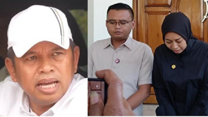 NIKAHAN MAULA AKBAR -- (kiri) Dedi Mulyadi / (kanan) Maula Akbar dan Putri Karlina | Maula Akbar menggunakana set negara untuk pesta pernikahannya. Dedi Mulyadi minta ganti biaya opersaional
