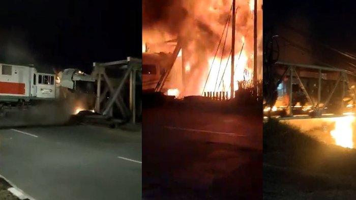 Beredar di media sosial detik-detik mengerikan Kereta Api menabrak truk kontainer hingga meledak dan terbakar dan penumpang panik menyelamatkan diri dari kobaran api