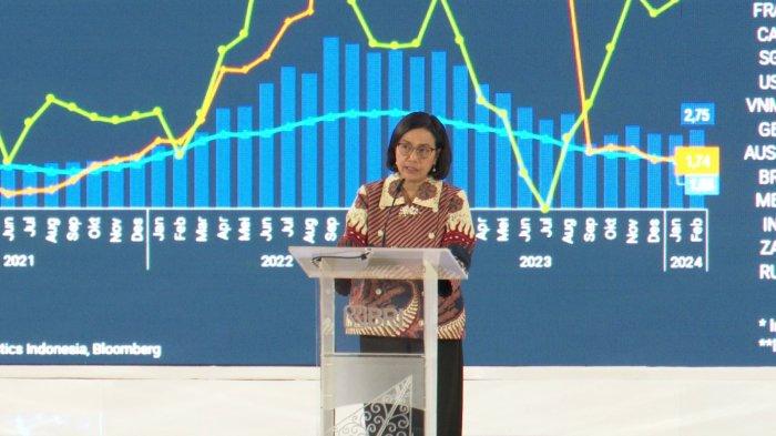BSU 2025 - Menteri Keuangan Sri Mulyani mengatakan jadwal Bantuan Subsidi Upah (BSU) 2025 cair adalah bulan Juni 2025 ini. Ini adalah foto saat Menkeu Sri Mulyani pada BRI Microfinance Outlook 2024 di Menara BRILiaN, Jakarta Selatan, Kamis (7/3/2024).