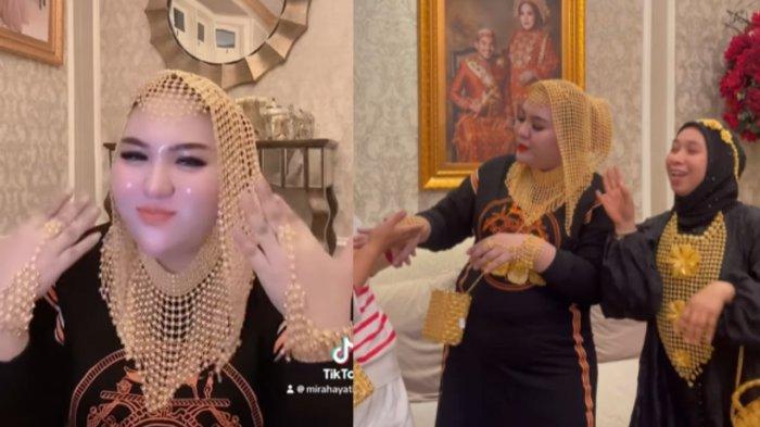 Mira Hayati pakai hijab terbuat dari emas.