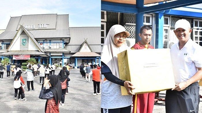 ASN dan warga antusias mengikuti senam bersama di halaman Kantor Bupati Kapuas, Jumat pagi (25/10/2024). (Kanan) Sekda Kapuas, Septedy, saat menyerahkan doorprise kepada peserta senam yang beruntung, di halaman Kantor Bupati Kapuas, Jumat pagi (25/10/2024).