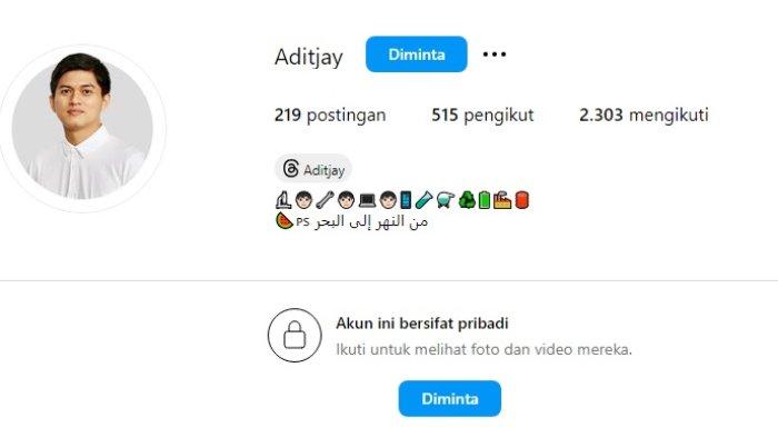 Adit Jayusman masih memprivate akunnya.