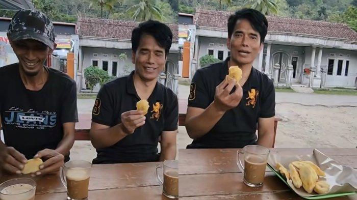 Endang Mulyana saat nongkrong dengan para warga tetanggannya di kampung