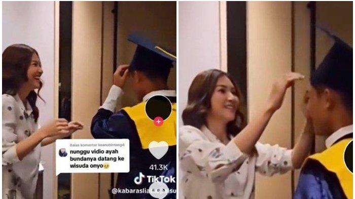 Interaksi Sarwendah dan Betrand Peto saat acara kelulusan SMA.