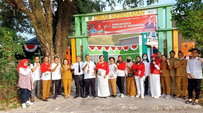 Jajaran Dinas Kesehatan Kabupaten Kapuas dalam rangkaian kegiatan menyemarakkan HUT ke-78 Kemerdekaan RI, Senin (14/8/2023).