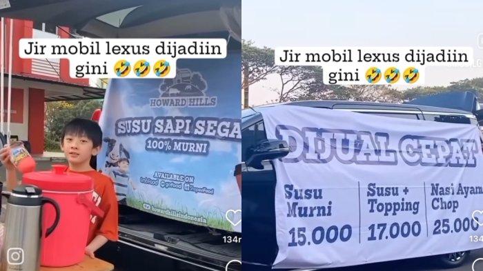 Meski masih berusia sangat muda, seorang bocah laki-laki di Serpong, Tangerang Selatan, Banten, tak malu berjualan makanan dan susu di pinggir jalan, tapi naik mobil mewah