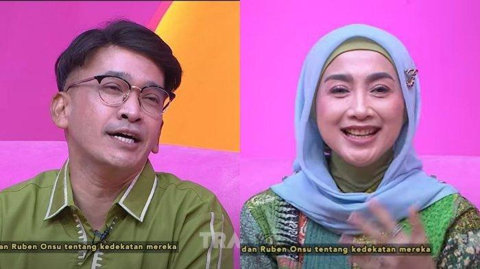 Kolase foto Ruben Onsu dan Desy Ratnasari kala jadi tamu program TV yang dibawakan Ayu Ting Ting dan Wendy Cagur.