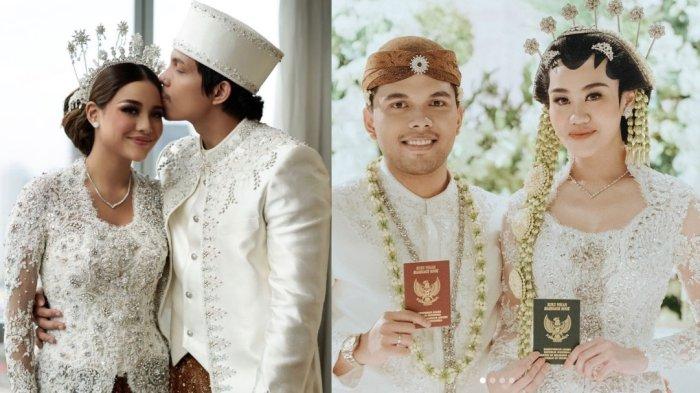 Kolase momen pernikahan Atta Halilintar dengan Aurel Hermansyah dan Thariq Halilintar dengan Aaliyah Massaid.