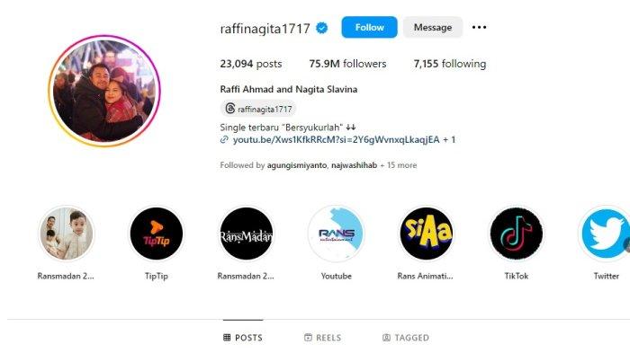 Kondisi akun IG Raffi dan Nagita.