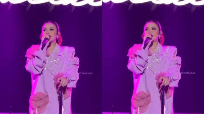 Mahalini ucap perpisahan pada penonton di panggung konser.