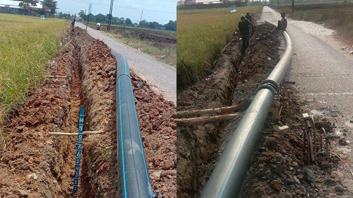 Mini booster Belayung dan instalasi pipanya rampung terpasang 45 persen.