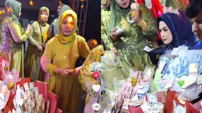 Pengantin mandi uang saweran.