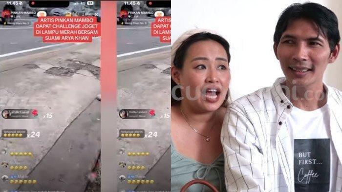 Pinkan Mambo dan Arya Khan sedang bernyanyi di pinggir jalan