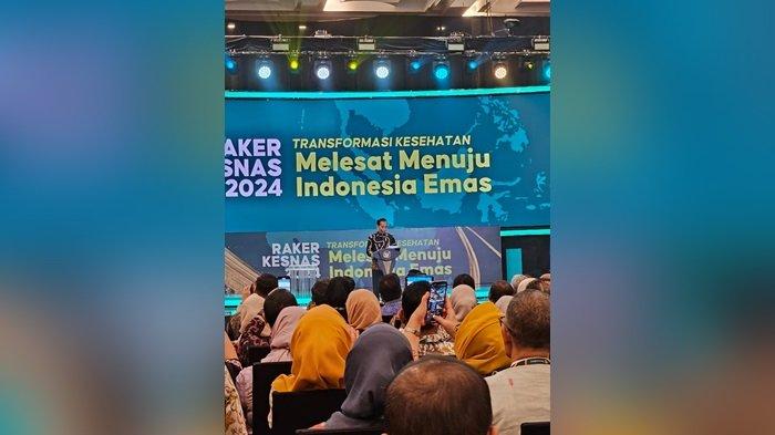 Presiden RI Joko Widodo saat Membuka Acara Rakerkesnas Tahun 2024 bertempat di Nusantara Hall-ICE BSD Tangerang, Rabu (24/04/2024