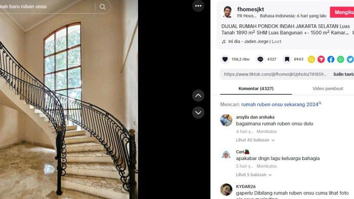 Rumah Sarwendah dan Ruben Onsu dijual. (TikTik fhomesjkt)