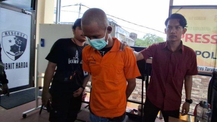 Tampak pelaku SP alias TL saat digelandang di Polres Tarakan. 