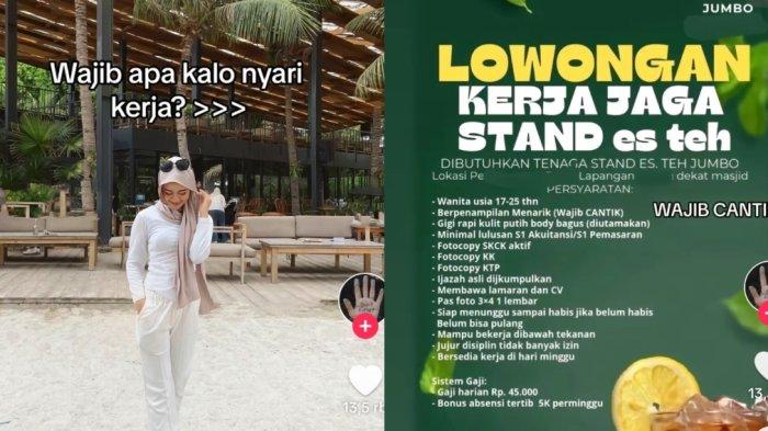 Dalam video viral Tiktok, dibuka lowongan kerja dengan gaji sebesar Rp45 ribu per hari, diwajibkan memiliki wajah cantik dan body yang menarik