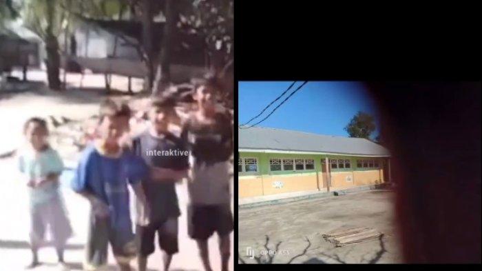Para siswa SD tak bisa sekolah karena tidak ada guru yang mengajar selama tiga bulan.