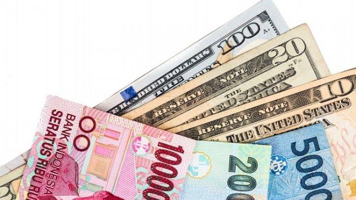 Ilustrasi rupiah dan dollar AS.