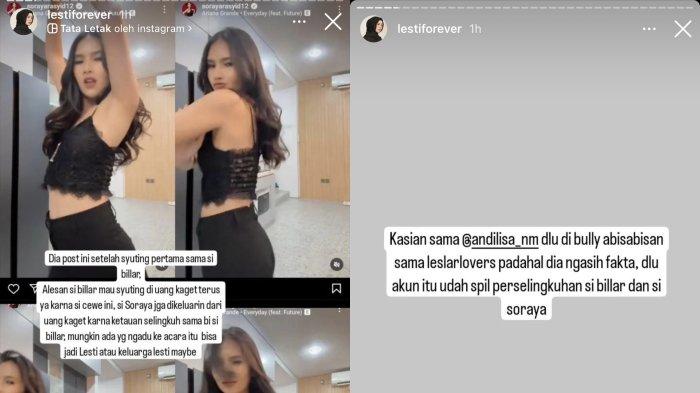 Postingan akun Instagram @lestiforever yang membeberkan isu perselingkuhan Rizky Billar dan Soraya. (Instagram lestiforever)
