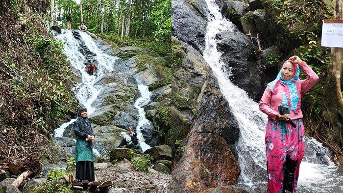 Keindahan air terjun Tagur Anginan, di Desa Pangambau Hulu, Kecamatan Haruyan, Kabupaten Hulu Sungai Tengah (HST), Minggu (6/3/2022).
