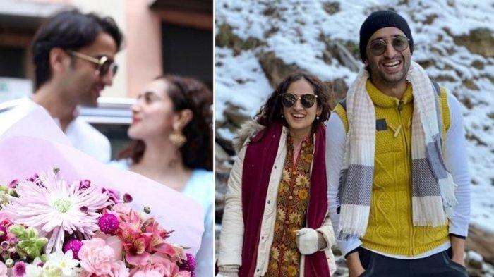 Kolase foto Shaheer Sheikh dan Ruchikaa Kapoor di India.
