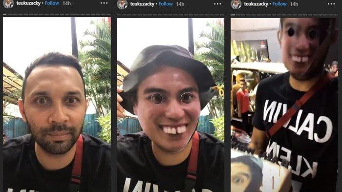 Teuku Zacky pakai topeng berwajah Baim Wong hadir saat hari lahir sahabatnya itu