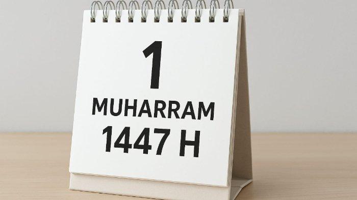 TAHUN BARU HIJRIAH- Foto ilustrasi hasil olah kecerdasan buatan (AI), Rabu (11/6/2025), memperlihatkan ilustrasi kalender Tahun Baru Islam 1 Muharram 1447 H.