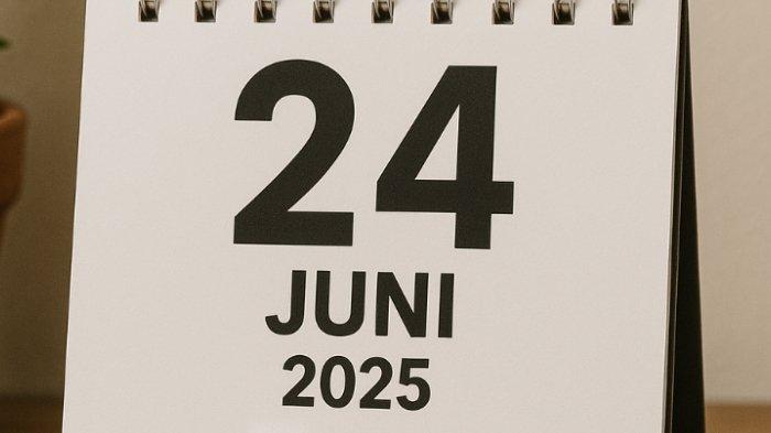 KALENDER 24 JUNI - Foto ilustrasi hasil olah kecerdasan buatan (AI), Senin (23/6/2025), memperlihatkan ilustrasi tanggal 24 Juni 2025.