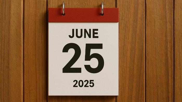 KALENDER 25 JUNI - Foto ilustrasi hasil olah kecerdasan buatan (AI), Senin (23/6/2025), memperlihatkan ilustrasi tanggal 25 Juni 2025.