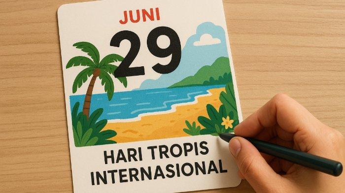 HARI TROPIS INTERNASIONAL - Foto ilustrasi hasil olah kecerdasan buatan (AI), Sabtu (28/6/2025), memperlihatkan ilustrasi Hari Tropis Internasional 29 Juni 2025.