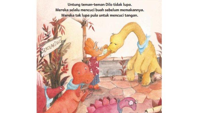 Apa yang teman Dilo lakukan terhadap apel yang akan dimakannya?