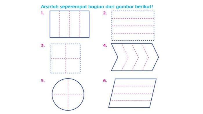 KUNCI JAWABAN Tema 7 Kelas 2 SD Halaman 42, Arsirlah Seperempat Bagian