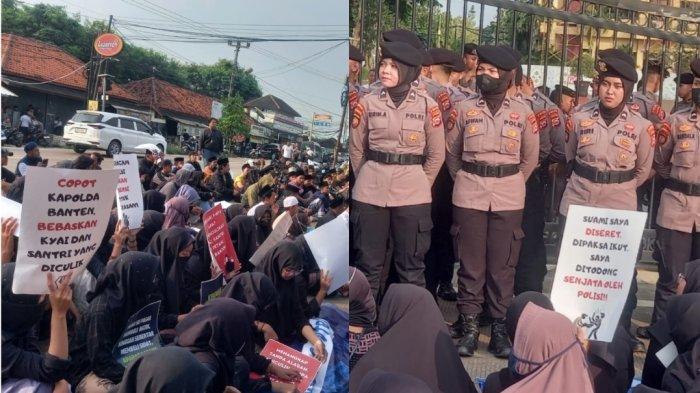 Puluhan warga Padarincang Kabupaten Serang menggeruduk Mapolda banten, Senin (10/2/2025) sore.