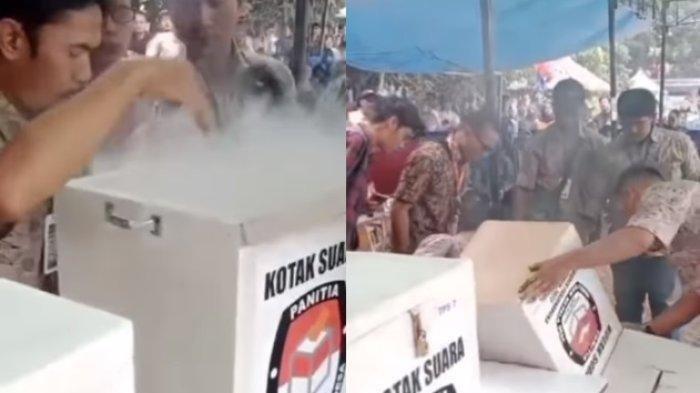 Kotak suara berasap di Desa Pasir Nangka, Tigaraksa, Kabupaten Tangerang, Minggu (24/9/2023). Kejadian ini viral di media sosial.