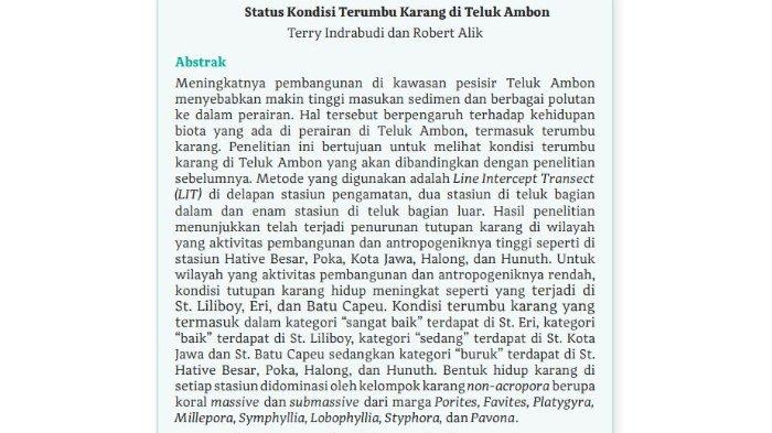 Mengapa kondisi terumbu karang itu diteliti? Jelaskan jawabanmu.