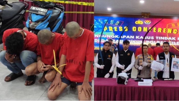 Unit Satreskrim Polres Cilegon meringkus tiga orang anggota geng motor berinisial FZ (18), IB (18) dan HK (18) yang diduga pelaku penganiayaan.