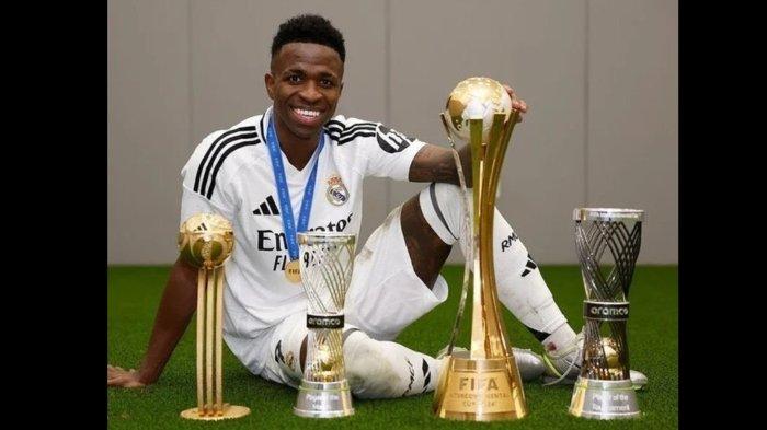 Winger Real Madrid Vinicius Junior diganjar penghargaan pemain terbaik atau MVP dalam kejuaraan Piala Dunia Antar Klub 2024, Kamis (19/12/2024).