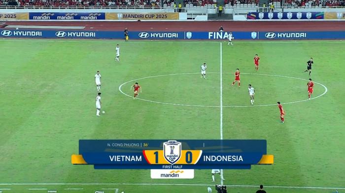 Vietnam unggul 1-0 atas Indonesia di laga babak pertama Final Piala AFF U23 Tahun 2025, Selasa (29/7/2025) malam.