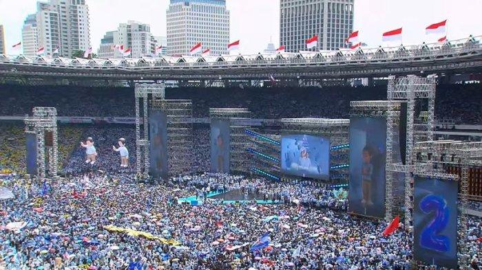 Ratusan ribu massa pendukung dari pasangan capres-cawapres nomor urut 2, Prabowo Subianto dan Gibran Rakabuming Raka mulai memadati Stadion Utama GBK.