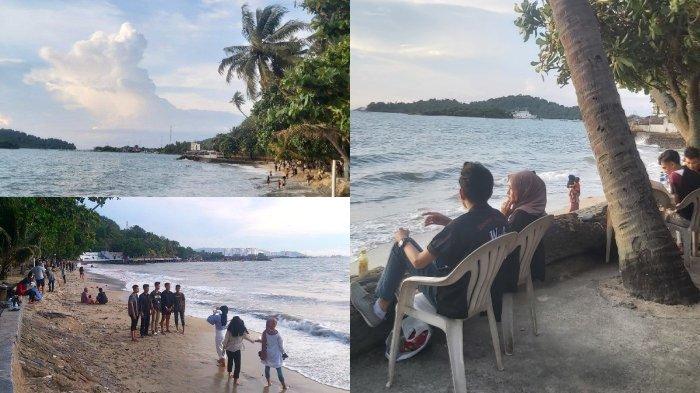 Kolase foto wisatawan berwisata di Hotel Merak Beach.