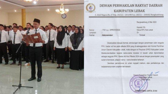 Surat rekomendasi penerimaan anggota PPK berkop DPRD Kabupaten Lebak yang ditunjukan ke KPU Kabupaten Lebak, Banten, beredar di media sosial.