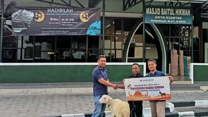 Perwakilan Astra Motor Yogyakarta secara langsung menyerahkan kambing sebagai hewan kurban untuk masjid-masjid di sekitar kantor Main Dealer (27/6).