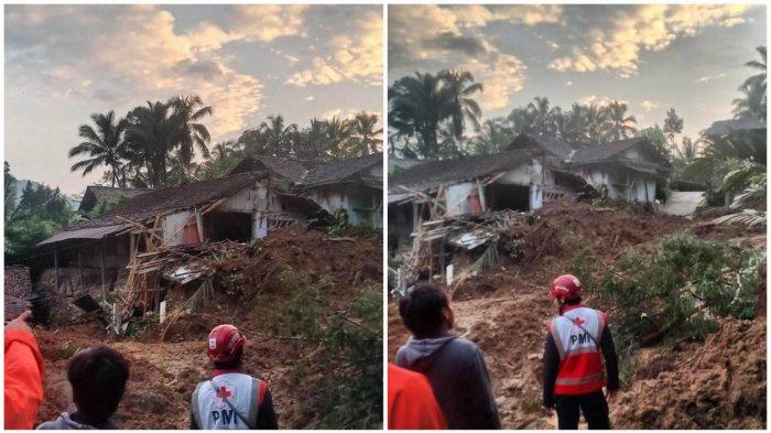 Lokasi bencana tanah longsor di Pagentan, Banjarnegara. Longsor terjadi pada Selasa (6/2/2024) dini hari. Sebanyak dua rumah tertimbun material tanah, dua rumah rusak sedang. Satu warga sempat terjebak longsor, beruntung bisa diselematkan.