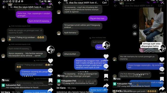 Tangkap layar percakapan mesra diunggah akun Tiktok Ini Tiara @fairybengbeng sebagai bukti dugaan perselingkuhan seorang camat dengan ASN di Pati. Pengunggah merupakan anak dari ASN tersebut.