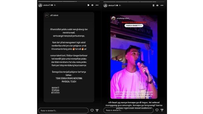 Pernyataan ALF Talent (manajemen Abidzar) yang ungkap bahwa Abidzar maafkan pelaku pelecehan terhadapnya / Abidzar usai mendapat pelaku pelecehan saat pandu karaoke.